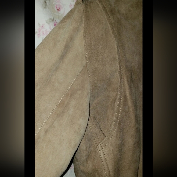 POLO RALPH LAUREN Womens Beige Suede Asymmetric Belted Biker Moto Jacket Sz 10 - Picture 10 of 16